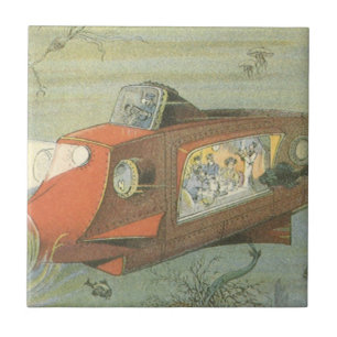 Azulejo De Cerâmica Submarino Steampunk de Ficção Científica Vintage n
