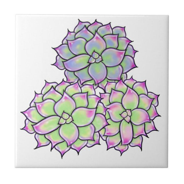 Azulejo De Cerâmica Succulent Bloom (Frente)