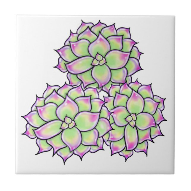 Azulejo De Cerâmica Succulent Bloom (Frente)
