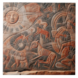 Azulejo De Cerâmica Sudoeste de Petrogliph Design Moon Dança