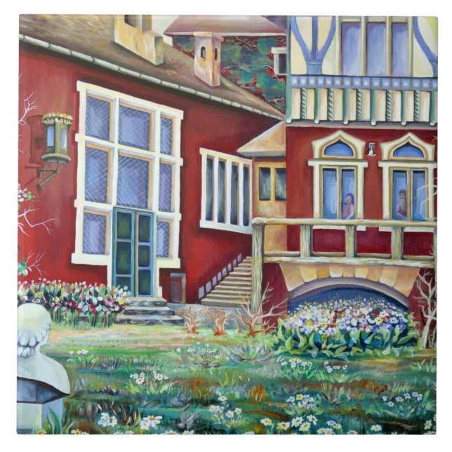 Azulejo De Cerâmica Suecia, paisagem tradicional (Frente)