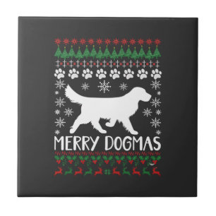 Azulejo De Cerâmica Suéter De Natal Feio Com Floco De Neve De Cachorro
