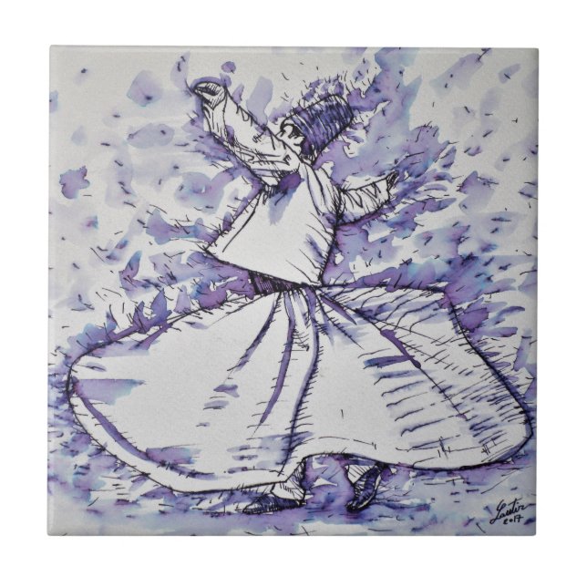 Azulejo De Cerâmica sufi whirling - 19 de novembro de 2017 (Frente)