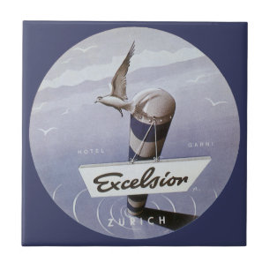 Azulejo De Cerâmica Suiça Zurique do Hotel Excelsior viagens vintage