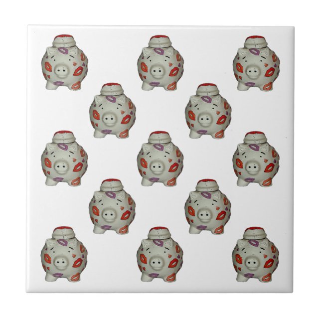 Azulejo De Cerâmica Suíno Lipstick Adorável (Frente)