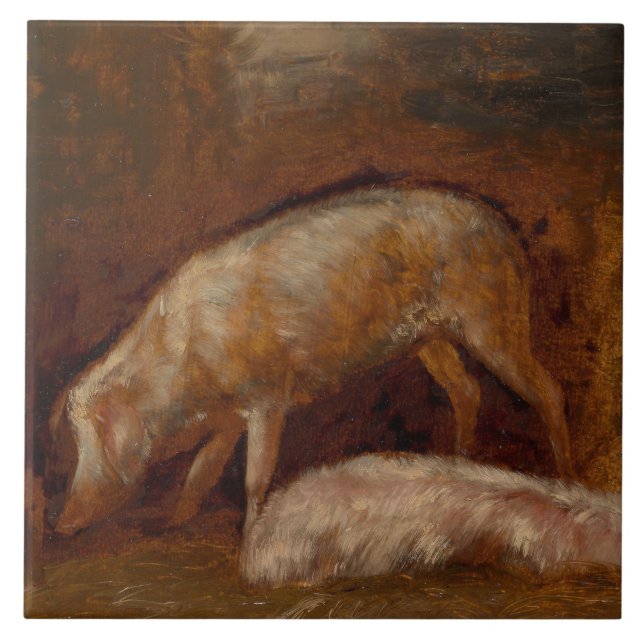 Azulejo De Cerâmica Suínos numa Arte Animal Estável (Frente)