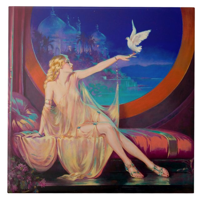 Azulejo De Cerâmica Sultana, a Concubina do Sultão Árabe, em 1925 (Frente)