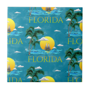 Azulejo De Cerâmica Summer Florida Sailboat Sunset Beach Coastal