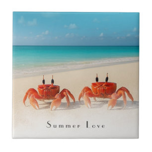 Azulejo De Cerâmica Summer Love - Porta copos de praia personalizável