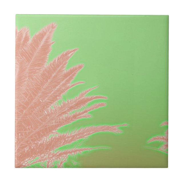 Azulejo De Cerâmica Summer Vibes Palm Tree deixa verde-claro (Frente)