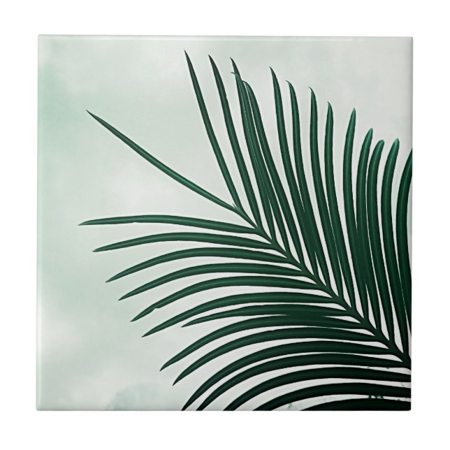 Azulejo De Cerâmica Summer Vibes Palm Tree deixa verde-claro (Frente)