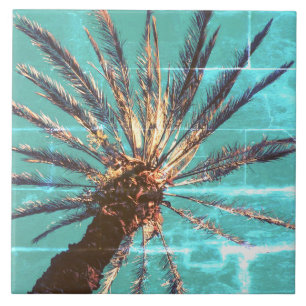 Azulejo De Cerâmica Summer Vibes Palm Tree deixa verde-claro