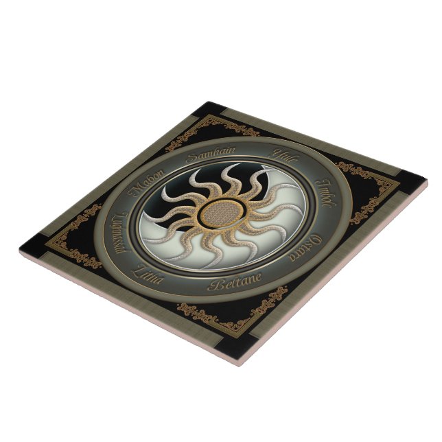 Azulejo De Cerâmica Sun e roda do Pagan da lua (Lateral)