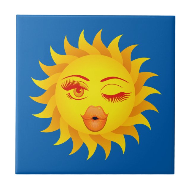 Azulejo De Cerâmica Sun Emoji (Frente)