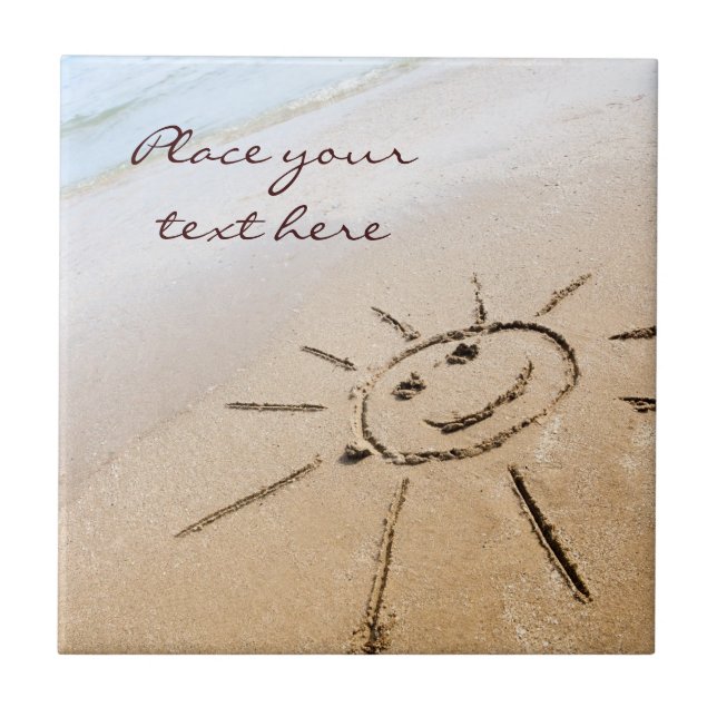 Azulejo De Cerâmica Sun Na Praia (Frente)