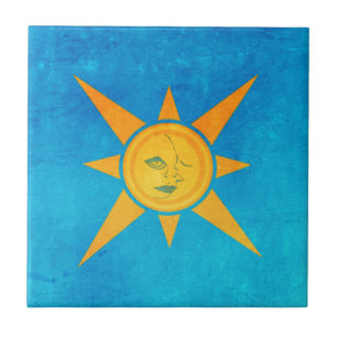 Azulejo De Cerâmica Sun que brilha, sono da lua--símbolo do sol e da