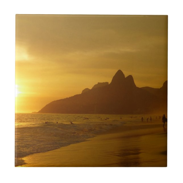 Azulejo De Cerâmica Sun Set na praia de Ipanema, Brasil (Frente)