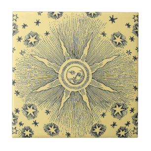 Azulejo De Cerâmica Sun Stars Antiguamente Night Sky Medieval Zodieval