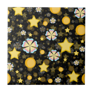 Azulejo De Cerâmica Sun Stars Flores Brilhantes Design
