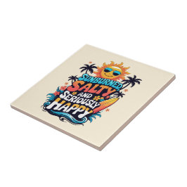 Azulejo De Cerâmica Sunburned Salty and Happy – Retro Beach Vibes