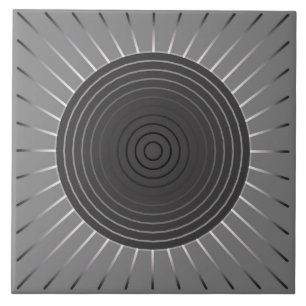 Azulejo De Cerâmica Sunburst geométrico moderno - cinza escuro do