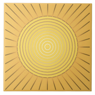 Azulejo De Cerâmica Sunburst geométrico moderno - ouro/amarelo da