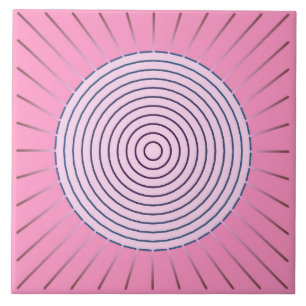 Azulejo De Cerâmica Sunburst Geométrico Moderno - Sombras de Rosa