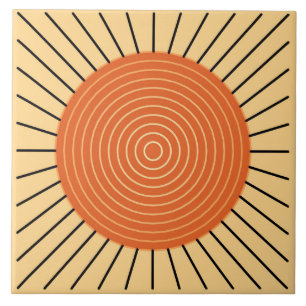 Azulejo De Cerâmica Sunburst geométrico moderno - tanjerina