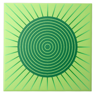 Azulejo De Cerâmica Sunburst geométrico moderno - verde esmeralda e