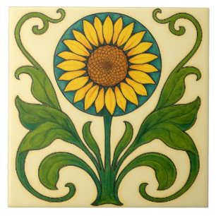 Azulejo De Cerâmica Sunburst Harmony: Nouveau Girassol