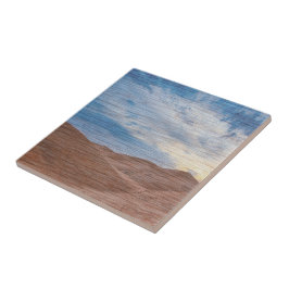 Azulejo De Cerâmica Sundown Over Sand Dunes On Wood Grain Photo
