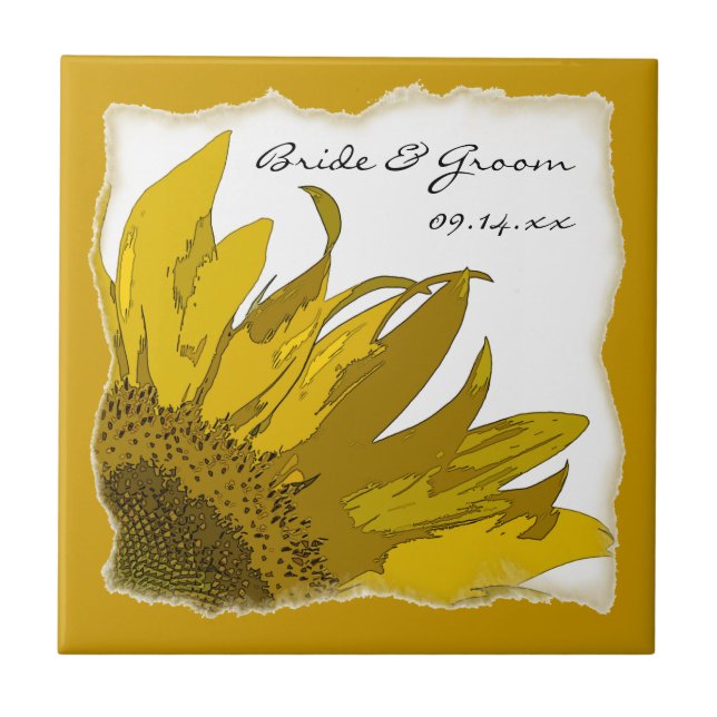 Azulejo De Cerâmica Sunflower Corner Wedding (Frente)