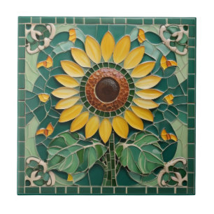 Azulejo De Cerâmica Sunflower Faux Mosaic Dark Green