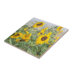 Azulejo De Cerâmica Sunflower Field Amarelo Verde Belo Floral