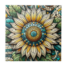 Azulejo De Cerâmica Sunflower Stained Glass Mosaic