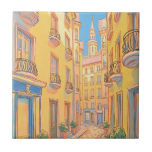 Azulejo de cerâmica Sunny European Street