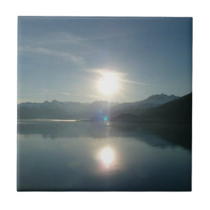 Azulejo De Cerâmica Sunrise sobre Fjord Alaska Fotografia do College