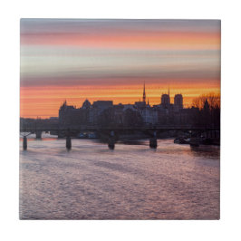 Azulejo De Cerâmica Sunrise sobre Ile de la Cite e Notre Dame - Paris