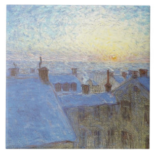 Azulejo De Cerâmica Sunrise sobre os telhados (por Eugène Jansson)