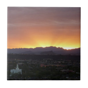 Azulejo De Cerâmica Sunrise sobre Ruas. George Utah Landscape