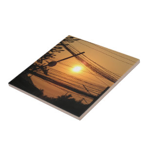 Azulejo De Cerâmica Sunset com fio... Krung Thep, Tailândia