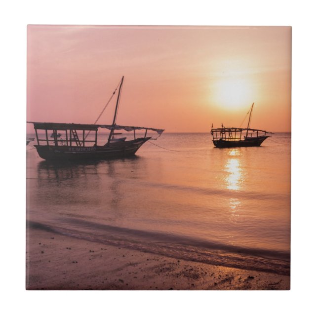 Azulejo De Cerâmica Sunset em Zanzibar (Frente)