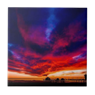 Azulejo De Cerâmica Sunset no Pier, Huntington Beach, CA