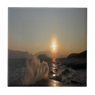 Azulejo De Cerâmica Sunset Over Waves na costa da Croácia