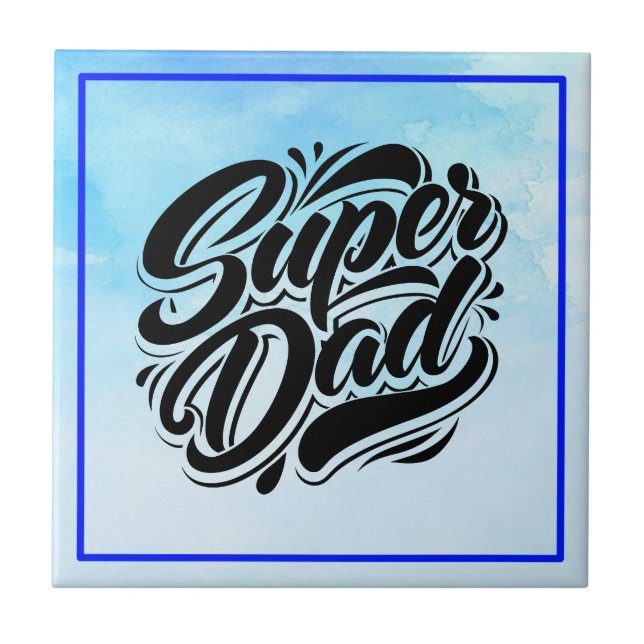 Azulejo De Cerâmica Super Dad Hero Typography Design-67888 (Frente)