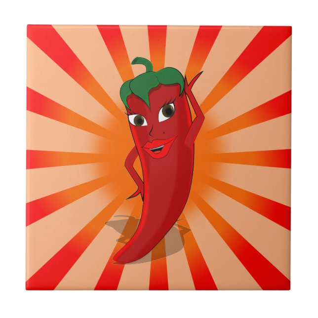 Azulejo De Cerâmica Superestrela do Pepper Vermelho (Frente)