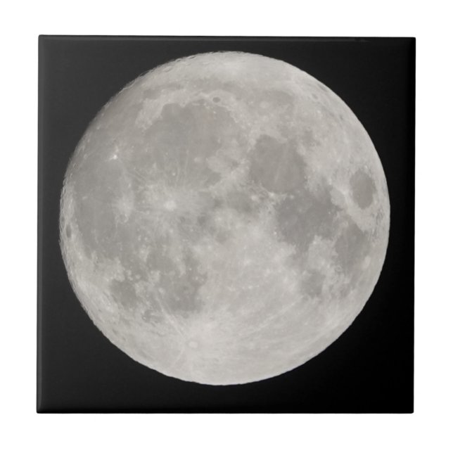 Azulejo De Cerâmica Superlua no céu negro (Frente)