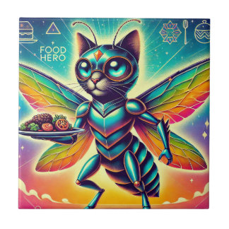 Azulejo De Cerâmica Superstar do Herói Comida Inseto de Cat