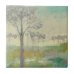 Azulejo De Cerâmica Suporte de Árvore<br><div class="desc">Pista de árvore II por Jennifer Goldberger. Apresenta árvores em cores mudas contra um fundo verde.</div>