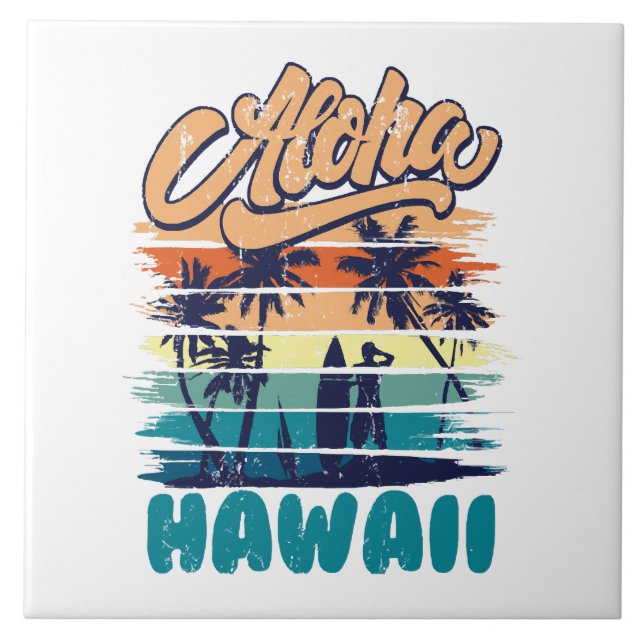 Azulejo De Cerâmica Surf - Aloha Hawaii (Frente)